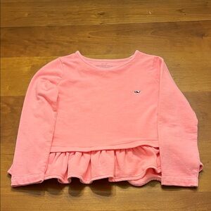 Vineyard Vines Kids Coral Long Sleeve Ruffle Tee